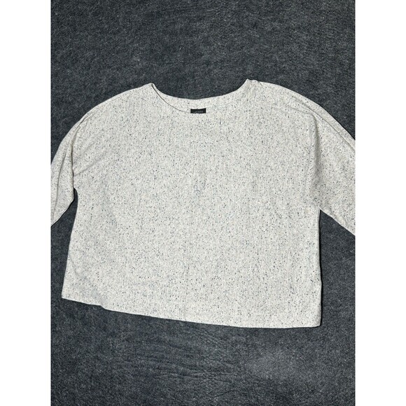J. Jill Wearever Collection Top Womens XL Speckled Rib Knit Cream Boxy Stretch - Picture 1 of 10